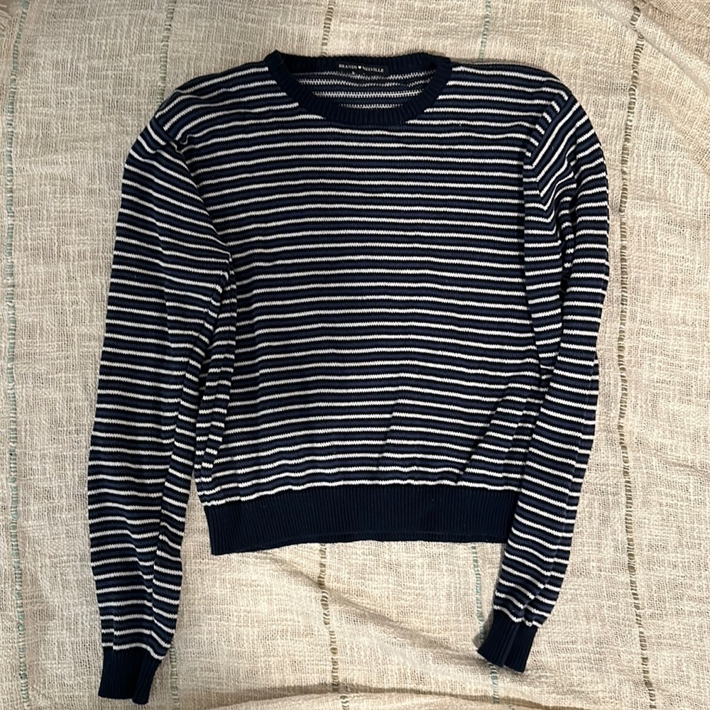 Brandy Melville lightly worn sweater Navy blue with light blue and white stripes